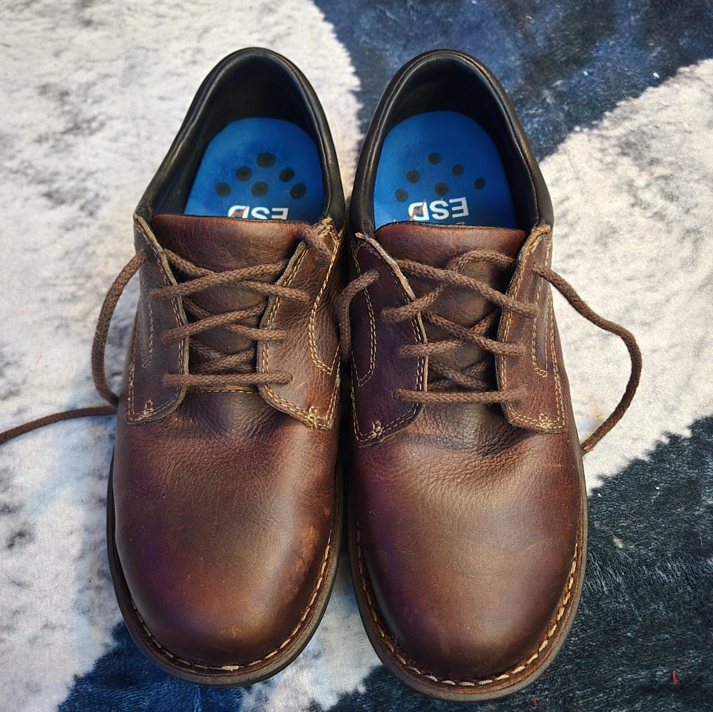 Timberland Men's Dark Brown Leather Steel Toe Oxfords